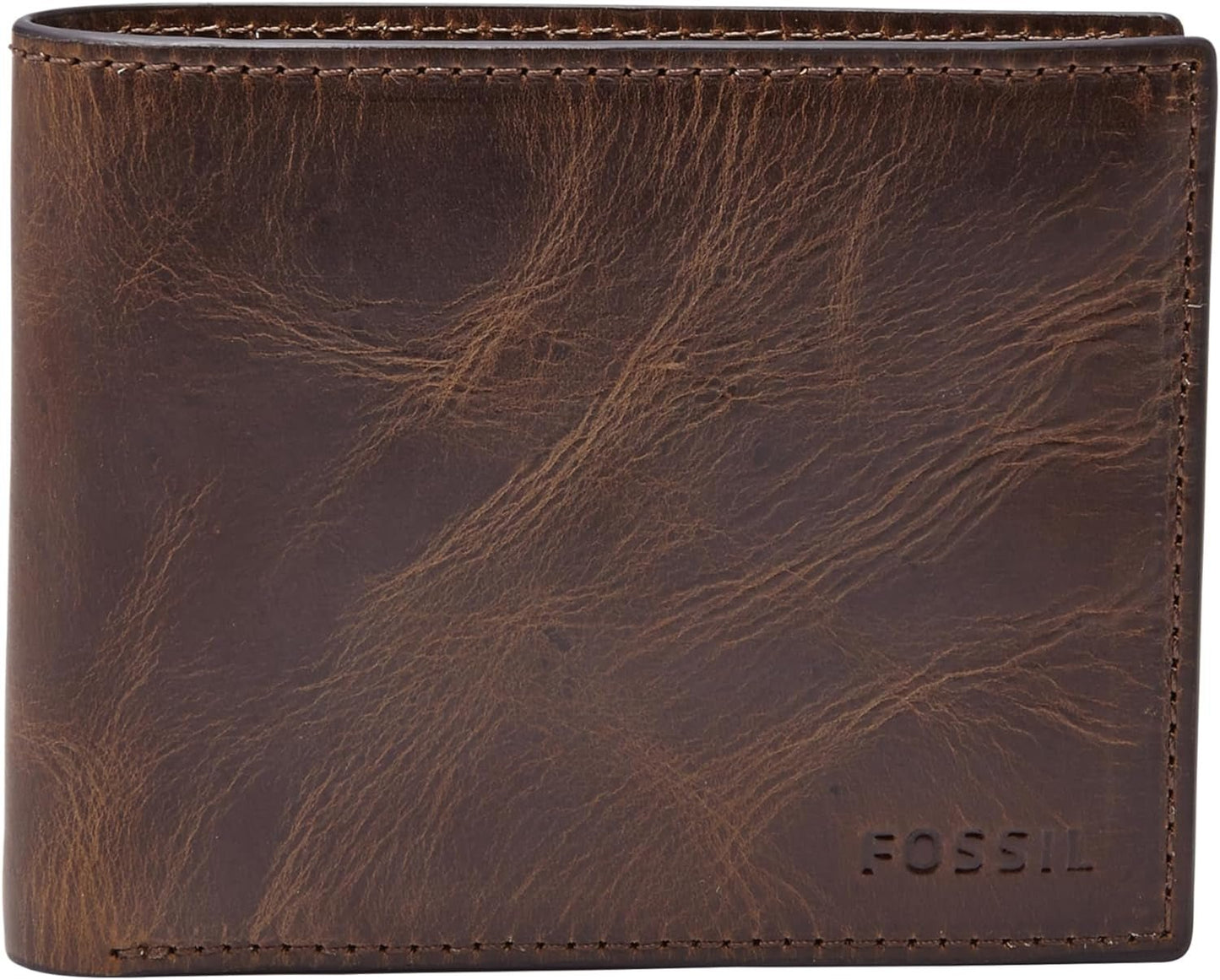 Fossil RFID Portfel męski z klapką Akcesoria podróżne Portfel składany Naty Shop Portfel męski Ciemnobrązowy Rozmiar uniwersalny