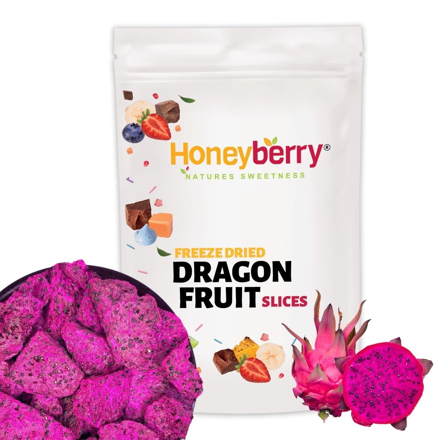 Smoczy owoc liofilizowany 50g - Smoczy owoc liofilizowany - Owoce suszone liofilizowane - Smoczy owoc suszony liofilizowany do pieczenia, dekoracji, przekąsek, musli, deserów Produkty suszone Mój sklep 50G