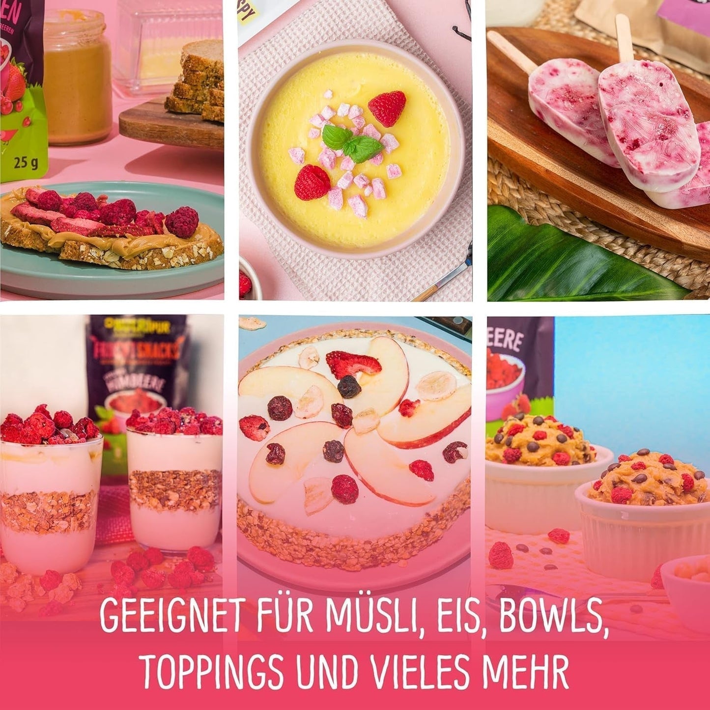 Owoce liofilizowane: 100g malin liofilizowanych do smoothie, musli, polewy do owsianek - jagody liofilizowane bez dodatku cukru - jagody liofilizowane - owoce od NutriPur Produkty odwodnione Naty Shop