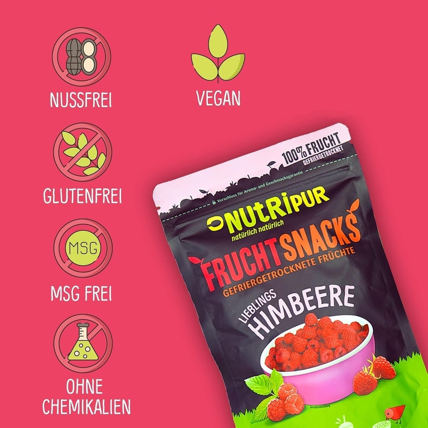 Owoce liofilizowane: 100g malin liofilizowanych do smoothie, musli, polewy do owsianek - jagody liofilizowane bez dodatku cukru - jagody liofilizowane - owoce od NutriPur Produkty odwodnione Naty Shop