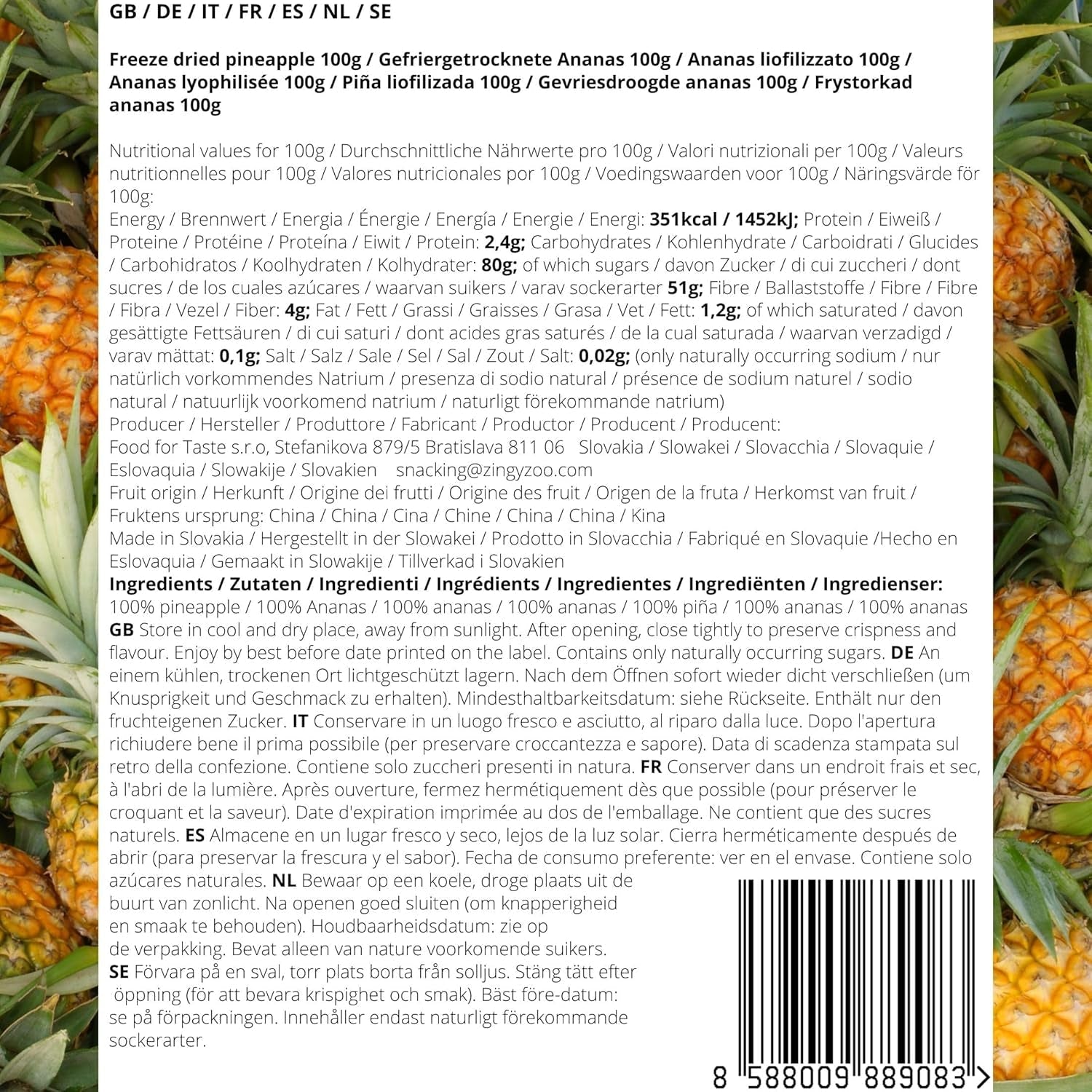 Owoce liofilizowane | Ananas 100% czysty Owoce liofilizowane Ananas liofilizowany | Owoce liofilizowane bez dodatku cukru | Chrupiący ananas liofilizowany - aromatyczny - pyszne ZingyZoo Produkty suszone Naty Shop