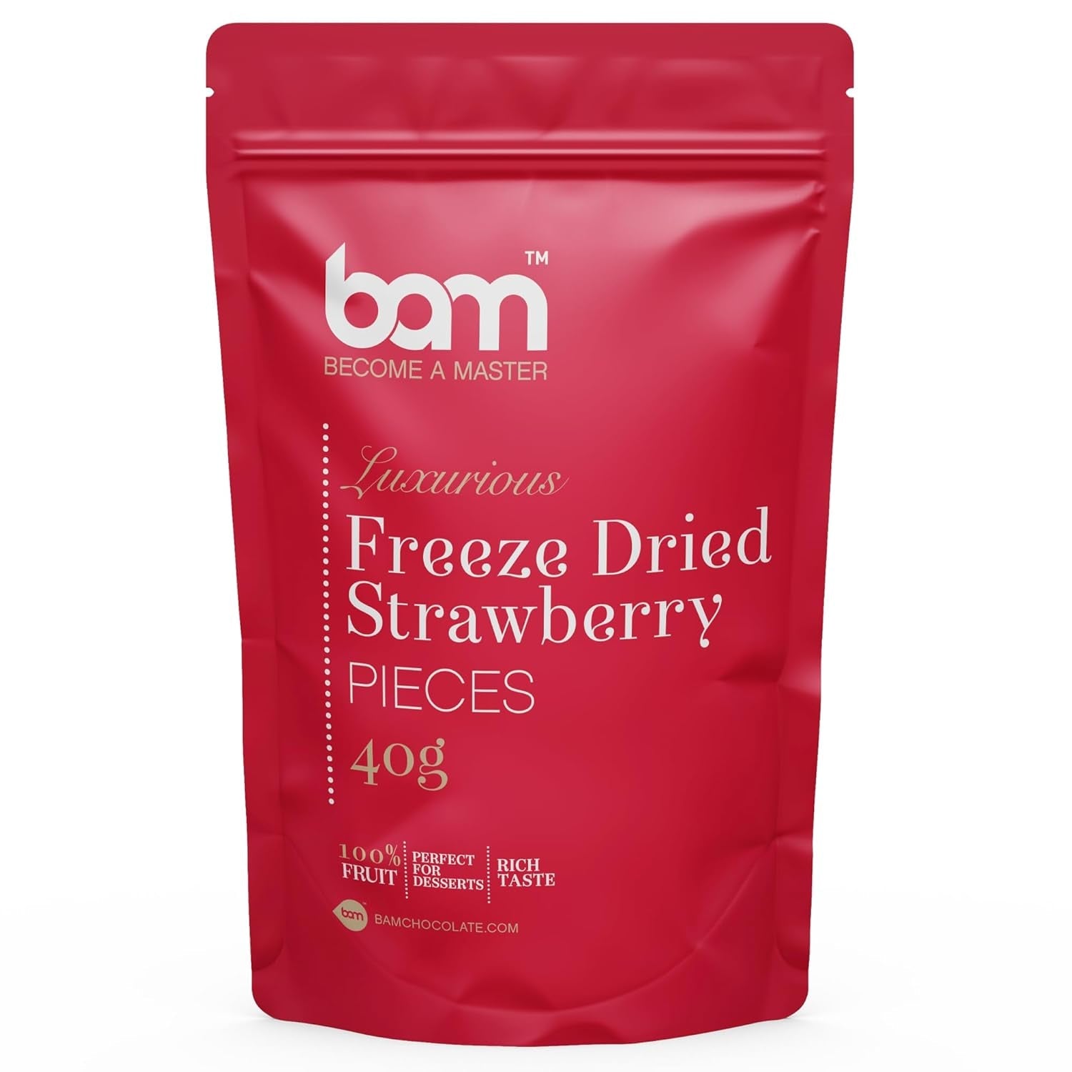 Owoce liofilizowane BAM, 40 gram, owoce naturalne, doskonałe desery, bogaty smak (truskawka) Produkty suszone Naty Shop Truskawki