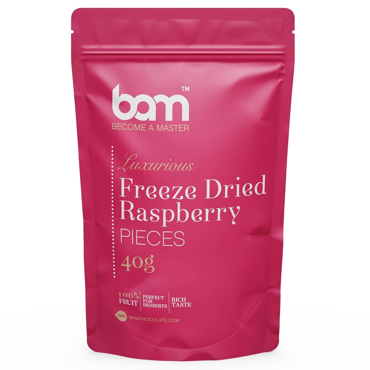 Owoce liofilizowane BAM 40 gram, owoce naturalne, doskonałe desery, bogaty smak (truskawka) Produkty suszone Naty Shop Malinowy