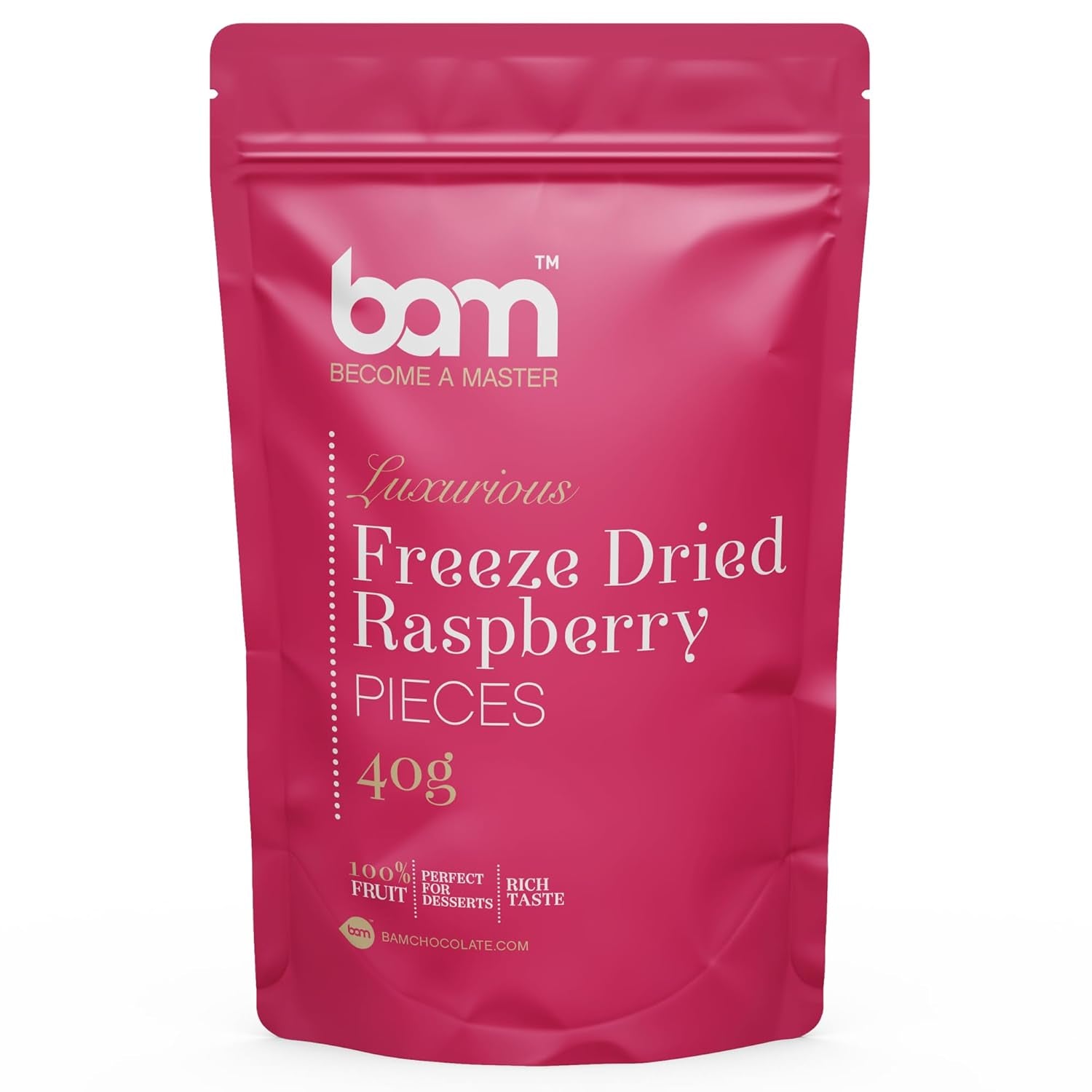 Owoce liofilizowane BAM 40 gram, owoce naturalne, doskonałe desery, bogaty smak (truskawka) Produkty suszone Naty Shop Malinowy