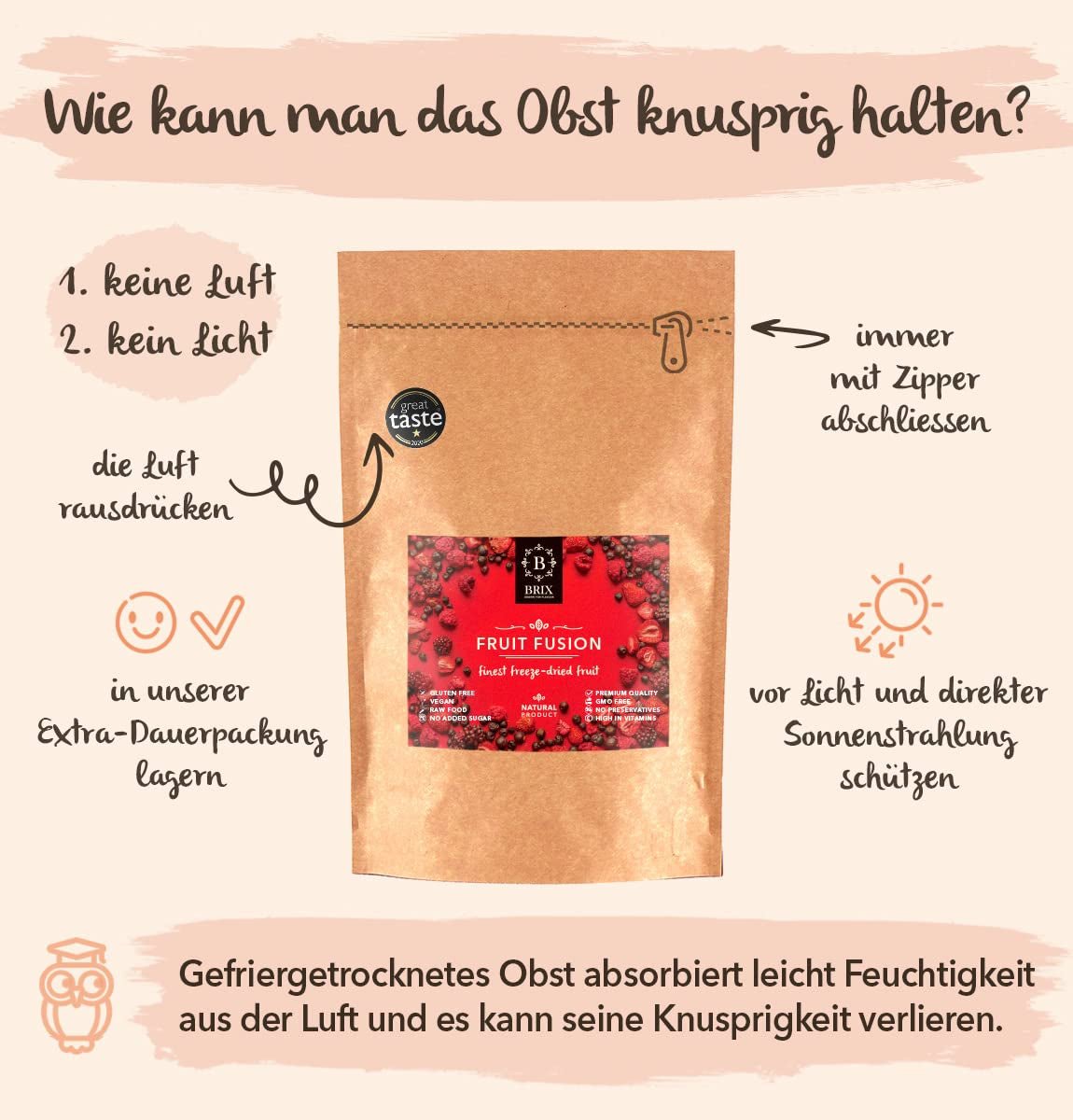 Owoce liofilizowane BRIX | Naturalna mieszanka suszonych owoców 80 g | Nagroda Great Taste dla suszonych owoców | Bez GMO, bezglutenowe, wegańskie, z witaminami Naty Shop Produkty suszone