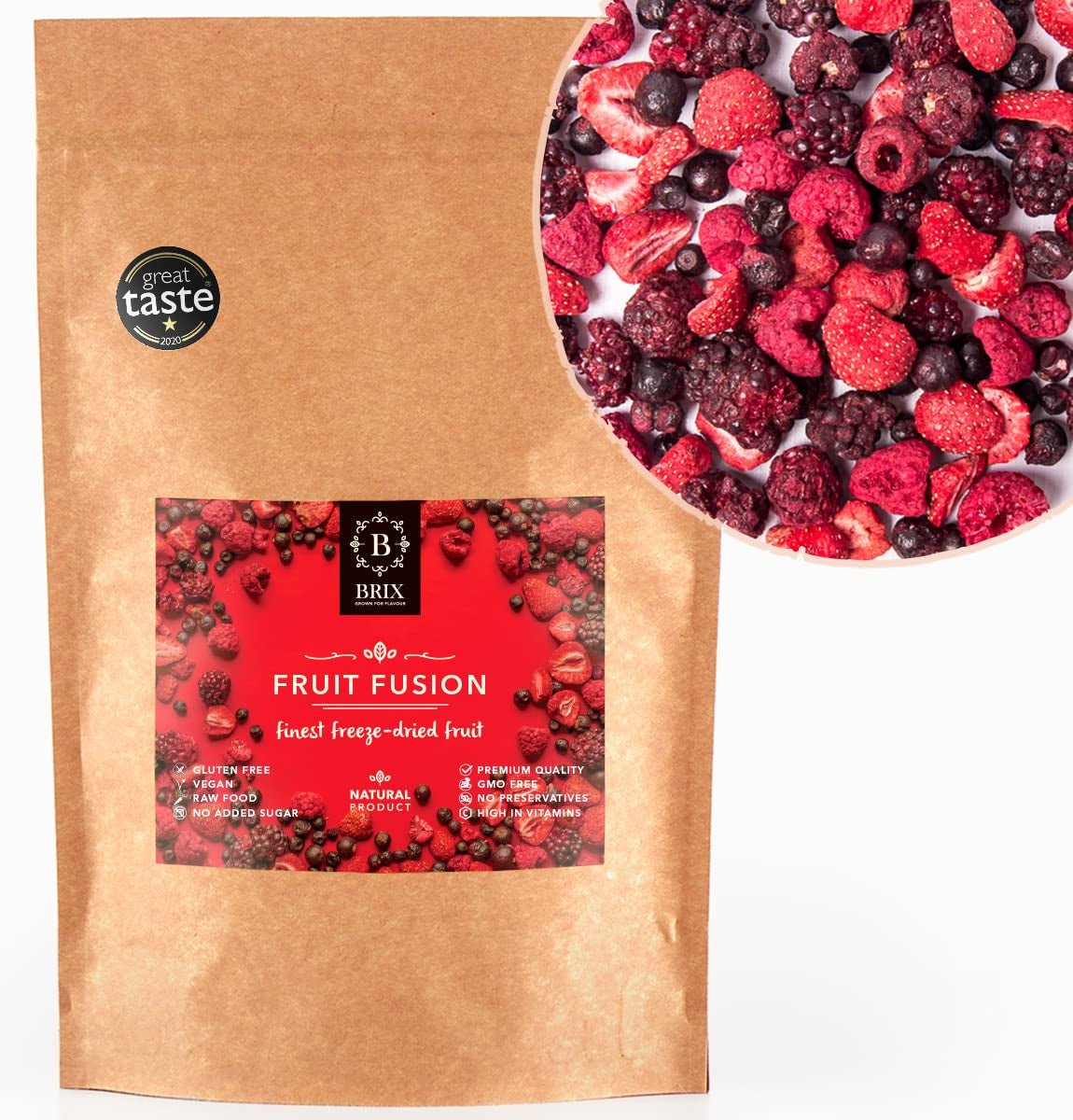 Owoce liofilizowane BRIX | Naturalna mieszanka suszonych owoców 80 g | Nagroda Great Taste dla suszonych owoców | Bez GMO, bezglutenowe, wegańskie, z pominięciem witamin Naty Shop Produkty suszone Domyślny tytuł
