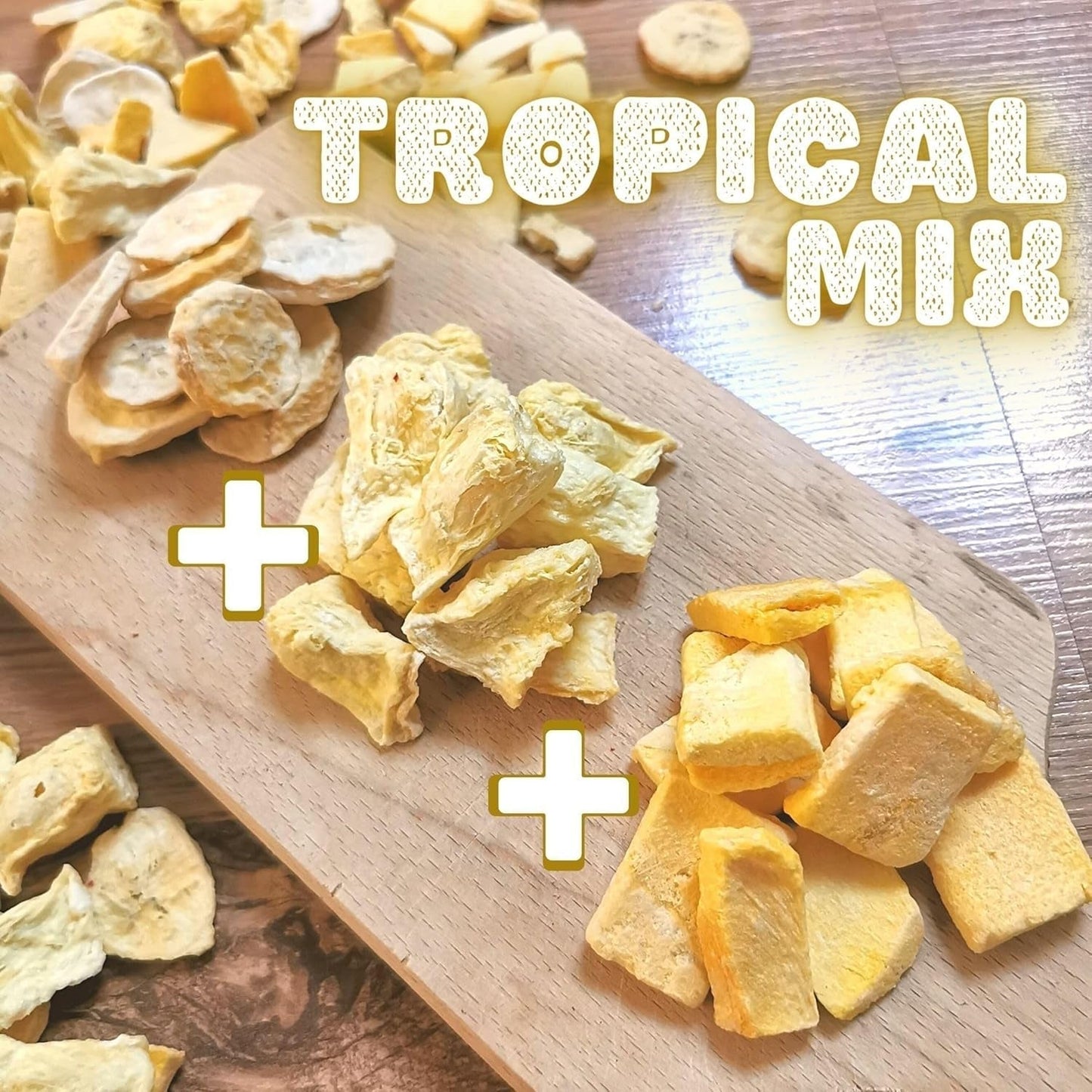 Owoce liofilizowane Mieszanka owoców tropikalnych | XL 350g Liofilizowany Ananas Mango Banan Mieszanka owoców liofilizowanych | Owoce liofilizowane Ananas Banan Mango Mieszanka suszonych owoców | ZingyZoo Produkty odwodnione Naty Shop