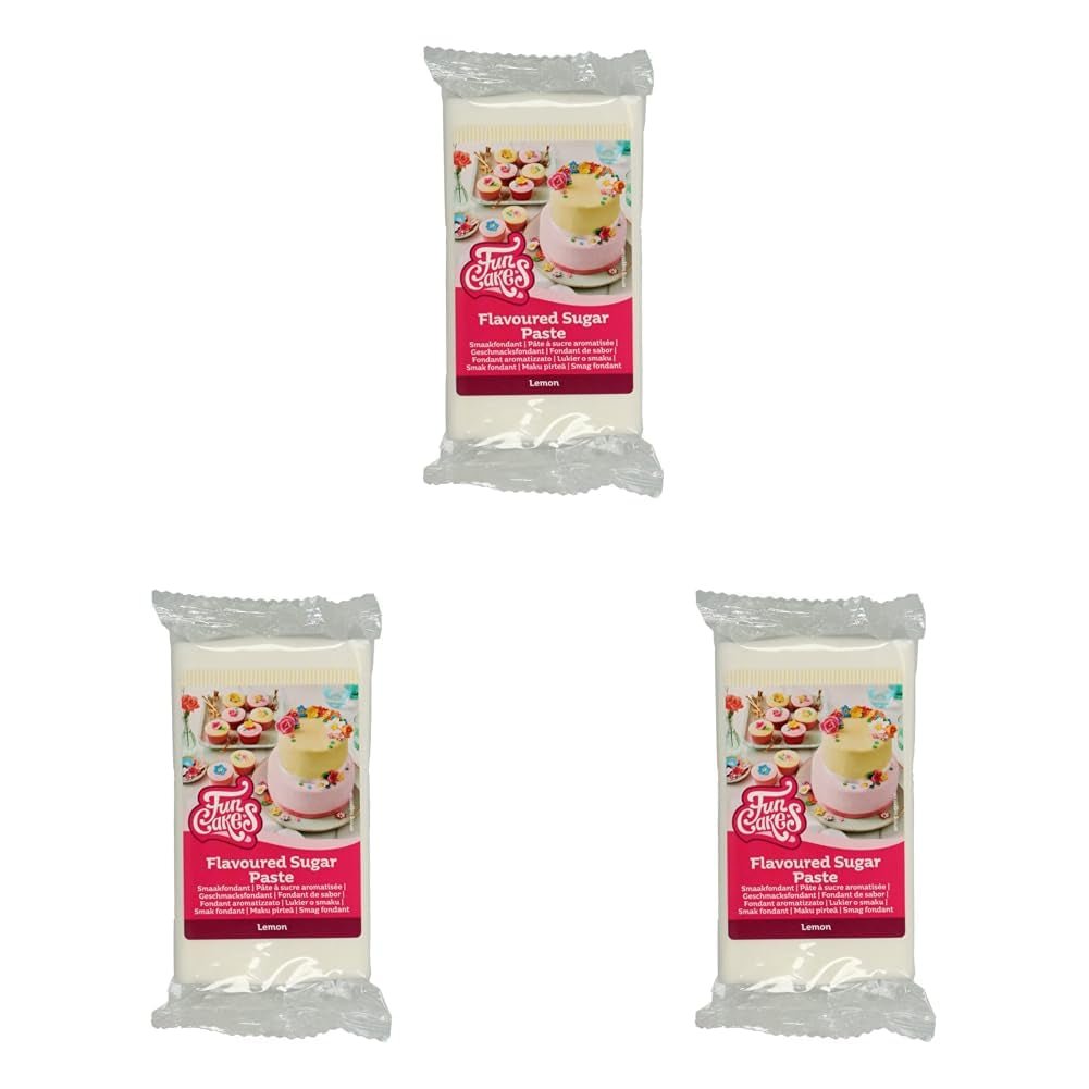 Fondant o smaku cytrynowym FunCakes: Pyszny smak, gładka konsystencja, łatwy do rozsmarowania, fondant w rolce, idealny do ciast, babeczek i ciasteczek. Halal, koszerne i bezglutenowe. 250 g (3 szt.) Naty Shop Pasta cukrowa 250 G (3 szt.) Cytryna