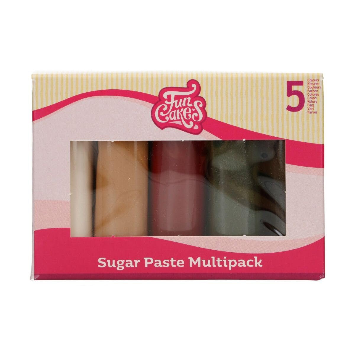 Opakowanie zbiorcze FunCakes Fondant Łatwe w użyciu, gładkie, elastyczne, miękkie i giętkie, idealne do dekorowania ciast, halal, koszerne i bezglutenowe. 5 kolorów, 5 x 100 g, paleta Naty Shop Default Title Sparkling Sugar Paste