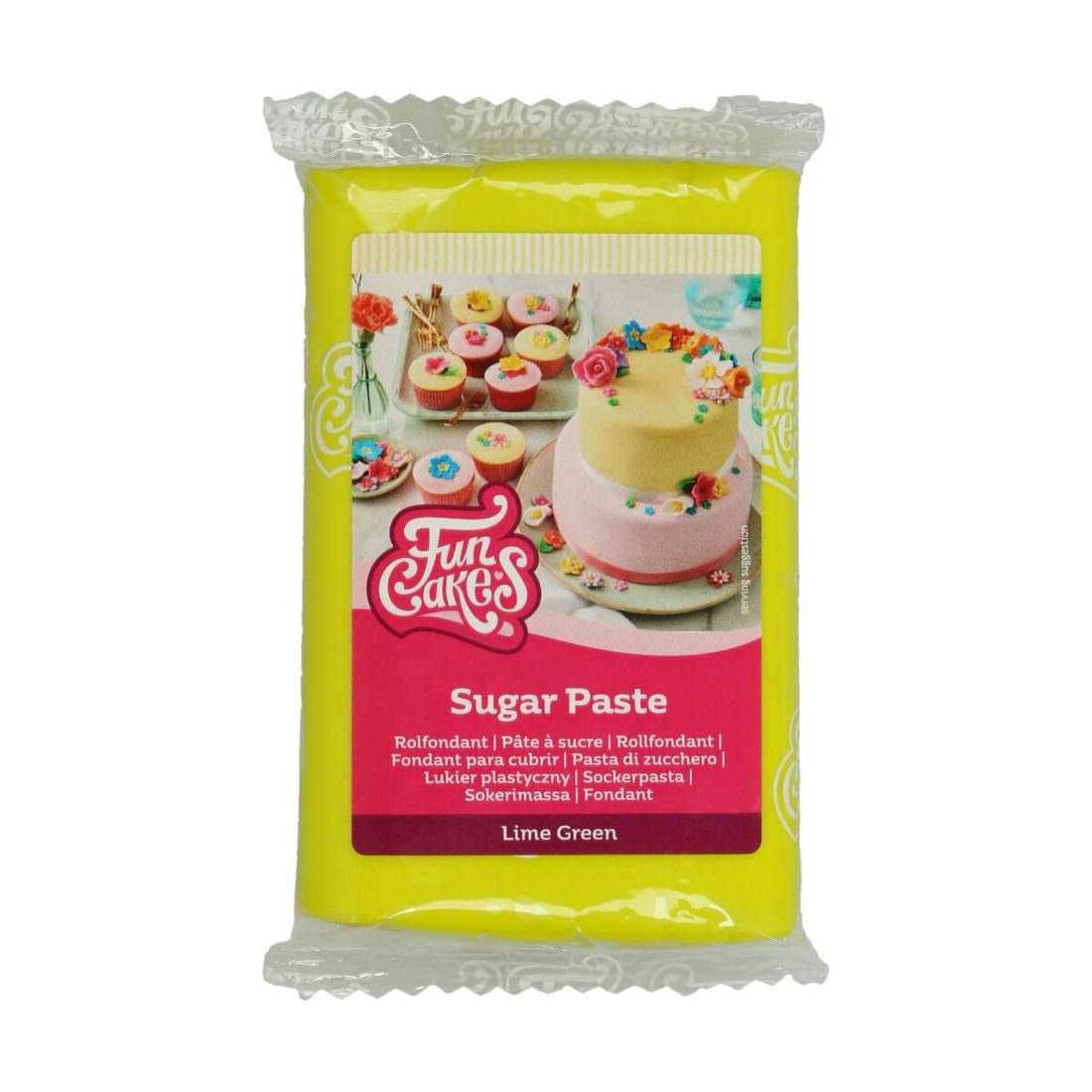 Fondant w rolce FunCakes w kolorze limonkowo-zielonym: Łatwy w użyciu, gładki, elastyczny, miękki i giętki, idealny do dekorowania ciast, halal, koszerny i bezglutenowy, 250g Naty Shop Pasta cukrowa Domyślny tytuł