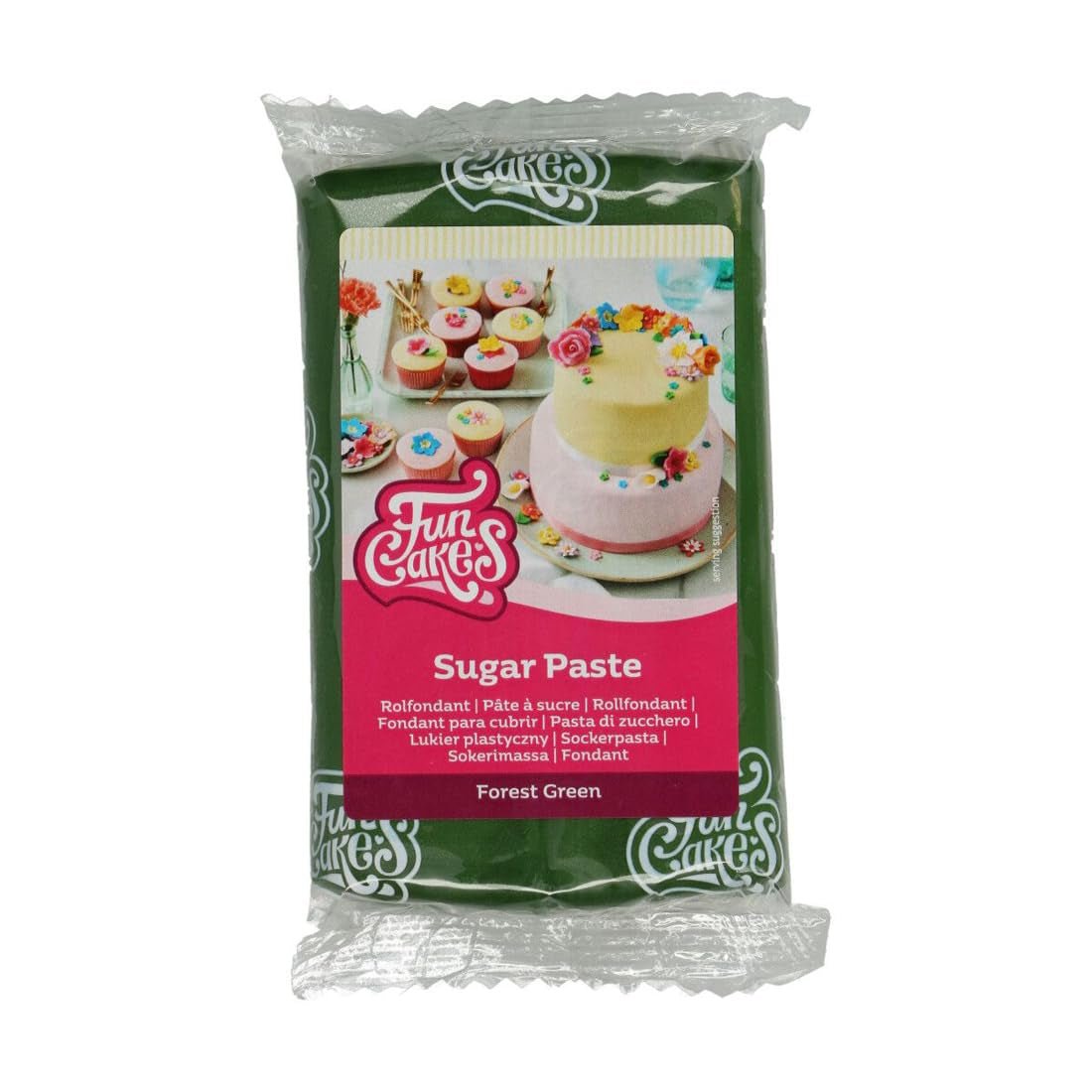 Fondant w rolce FunCakes Forest Green: Łatwy w użyciu, gładki, elastyczny, miękki i giętki, idealny do dekorowania ciast, halal, koszerny i bezglutenowy, 250g Naty Shop Sugar Paste Domyślny tytuł