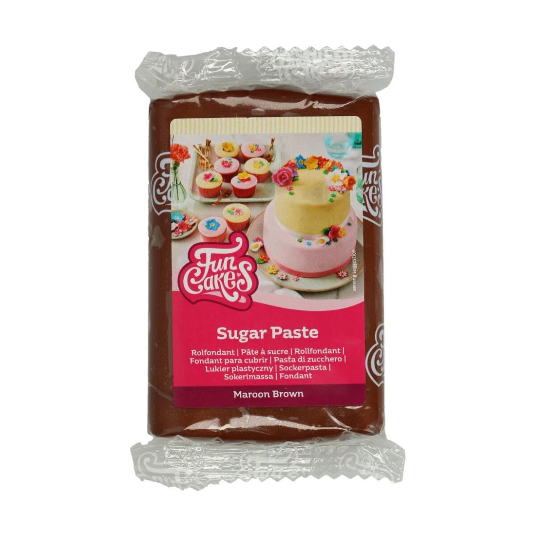 Fondant laminowany FunCakes Maroon Brown: łatwy w użyciu, gładki, elastyczny, miękki i zginający się, idealny do dekoracji ciast, halal, koszerny i bezglutenowy, 250 g pasty cukrowej Domyślny tytuł sklepu Naty