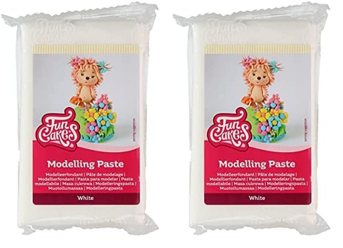 Biała pasta modelująca FunCakes: Idealna do modelowania figurek, blatów i falbanek. Mocne, gładkie i giętkie. Halal, koszerne i bezglutenowe. 250 gr. (opakowanie 2 szt.) Naty Shop Pasta z cukru białego 250 gramów (opakowanie 2 szt.)