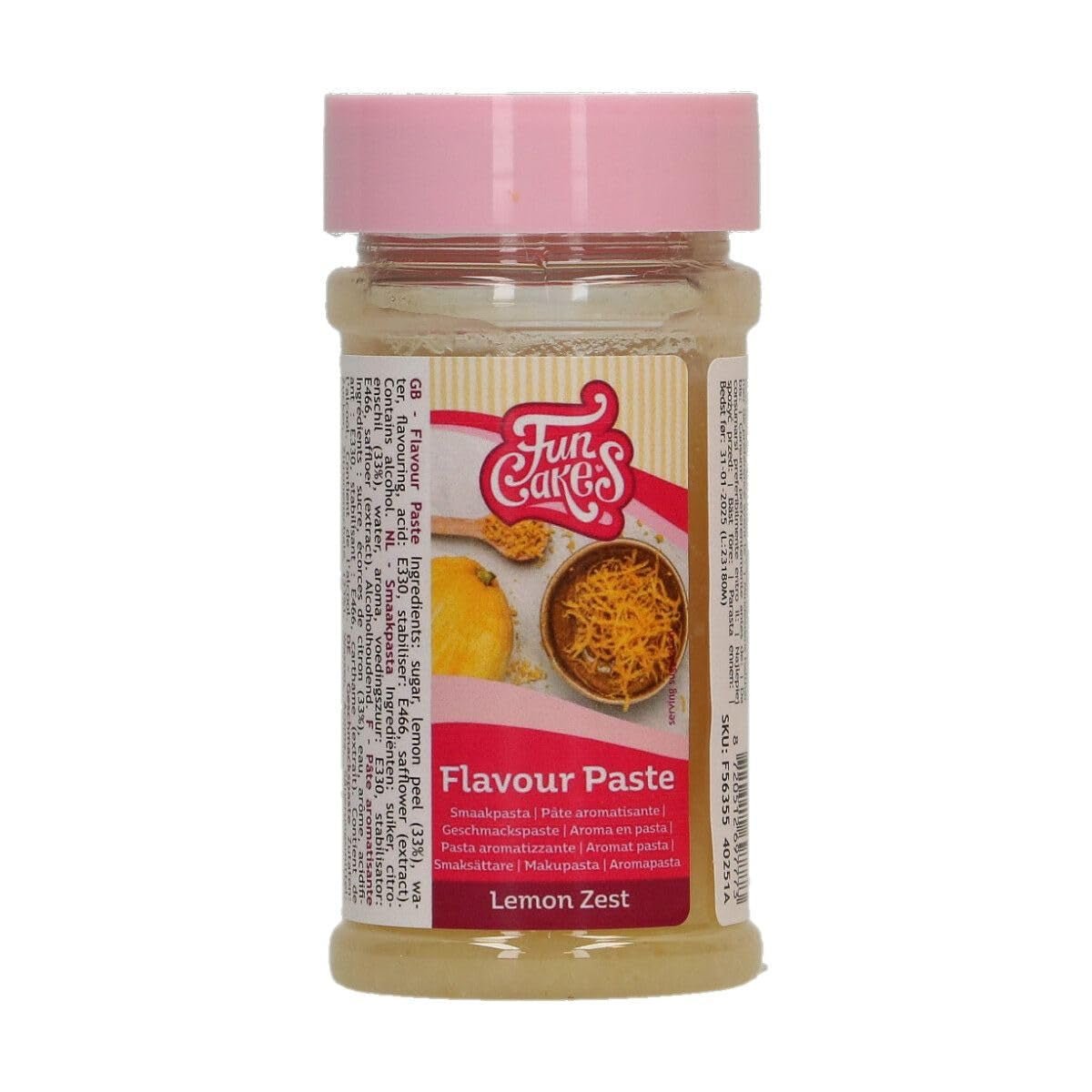 Pasta o smaku skórki cytryny FunCakes: aromat spożywczy, wspaniały smak, nadaje się do dekoracji ciast, nadaje się do ciast i nadzień. 100 gr. Naty Shop Domyślny tytuł pasty cukrowej