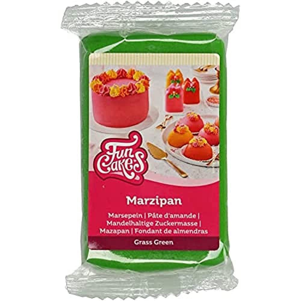 FunCakes Almond Sugar Paste (holenderski marcepan) Grass Green: Łatwa w użyciu i gładka, idealna do dekoracji ciast, halal, koszerna i bezglutenowa, 250g (opakowanie 2 szt.) Naty Shop Grass Green Sugar Paste 250g (1 opakowanie)