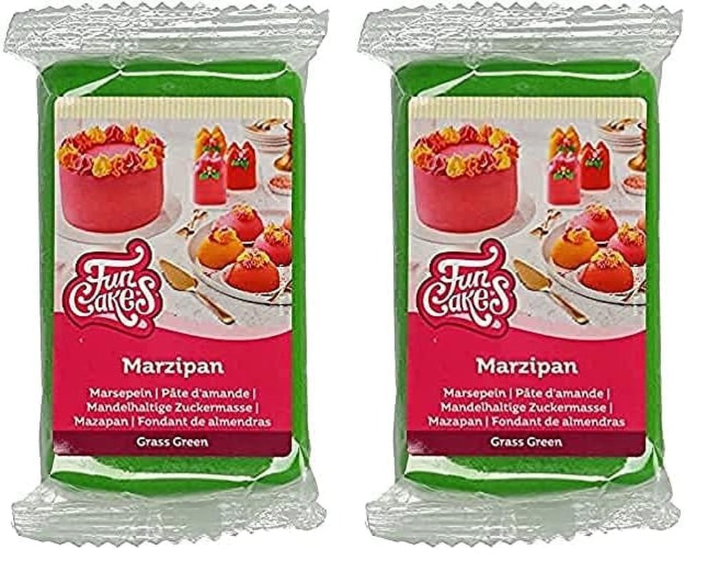 FunCakes Migdałowa Pasta Cukrowa (Marcepan Holenderski) Grass Green: Łatwa w użyciu i gładka, idealna do dekoracji ciast, halal, koszerna i bezglutenowa 250g (2-pak) Naty Shop Grass Green Pasta Cukrowa 250G (2-opakowanie)
