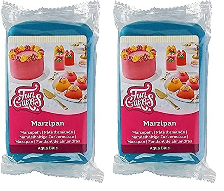 FunCakes Migdałowa Pasta Cukrowa (Marcepan Holenderski) Aqua Blue: Łatwa w użyciu i gładka, idealna do dekorowania ciast, Halal, Koszerna i Bezglutenowa 250g (2 Opakowania) Naty Shop Pasta Cukrowa 250 G (2 Opakowania) Marcepan