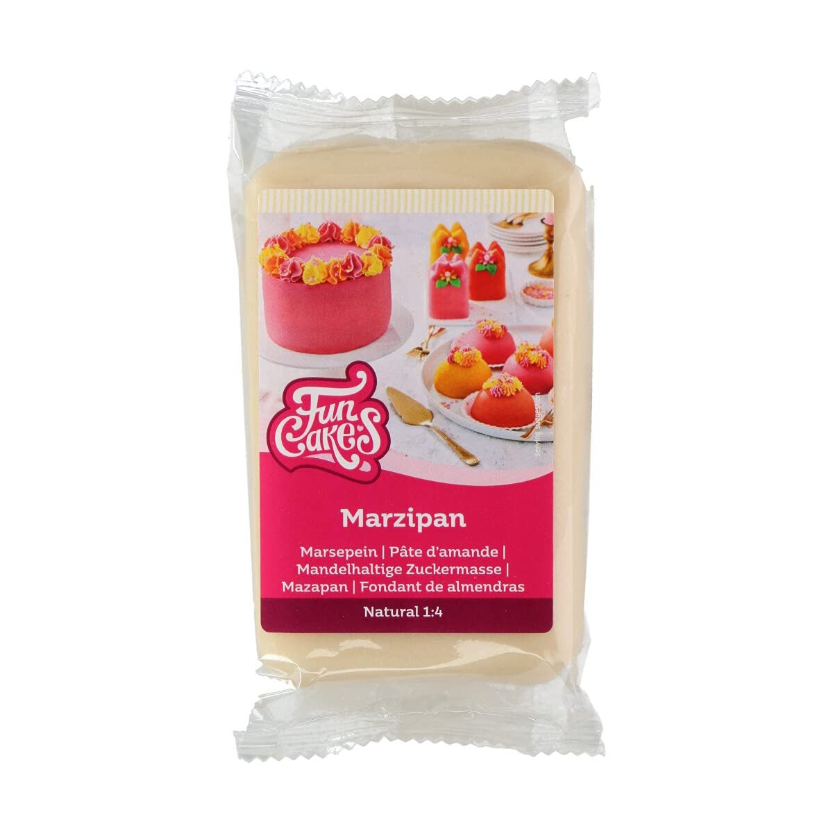FunCakes Migdałowa pasta cukrowa (marcepan holenderski) Naturalna (1:4): gotowa do użycia, łatwa w użyciu, idealna do dekoracji ciast, halal, koszerna i bezglutenowa. 250 g., średnia Sugarpaste Naty Shop Domyślny tytuł
