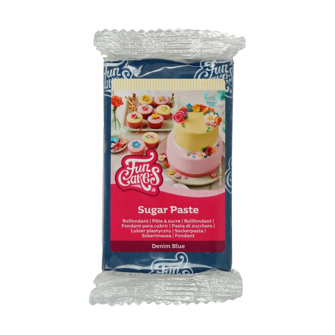 Rolada z fondantem FunCakes Demin Blue: łatwa w użyciu, gładka, elastyczna, miękka i giętka, idealna do dekorowania ciast, halal, koszernych i bezglutenowych, 250g Pasta cukrowa Naty Shop Default Title