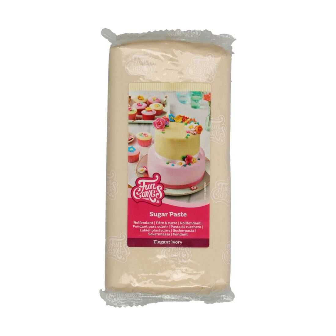FunCakes Roll Fondant Elegant Ivory: Łatwy w użyciu, gładki, elastyczny, miękki i giętki, idealny do dekoracji ciast, halal, koszerny i bezglutenowy. 1 kg Naty Shop Domyślny tytuł pasty cukrowej