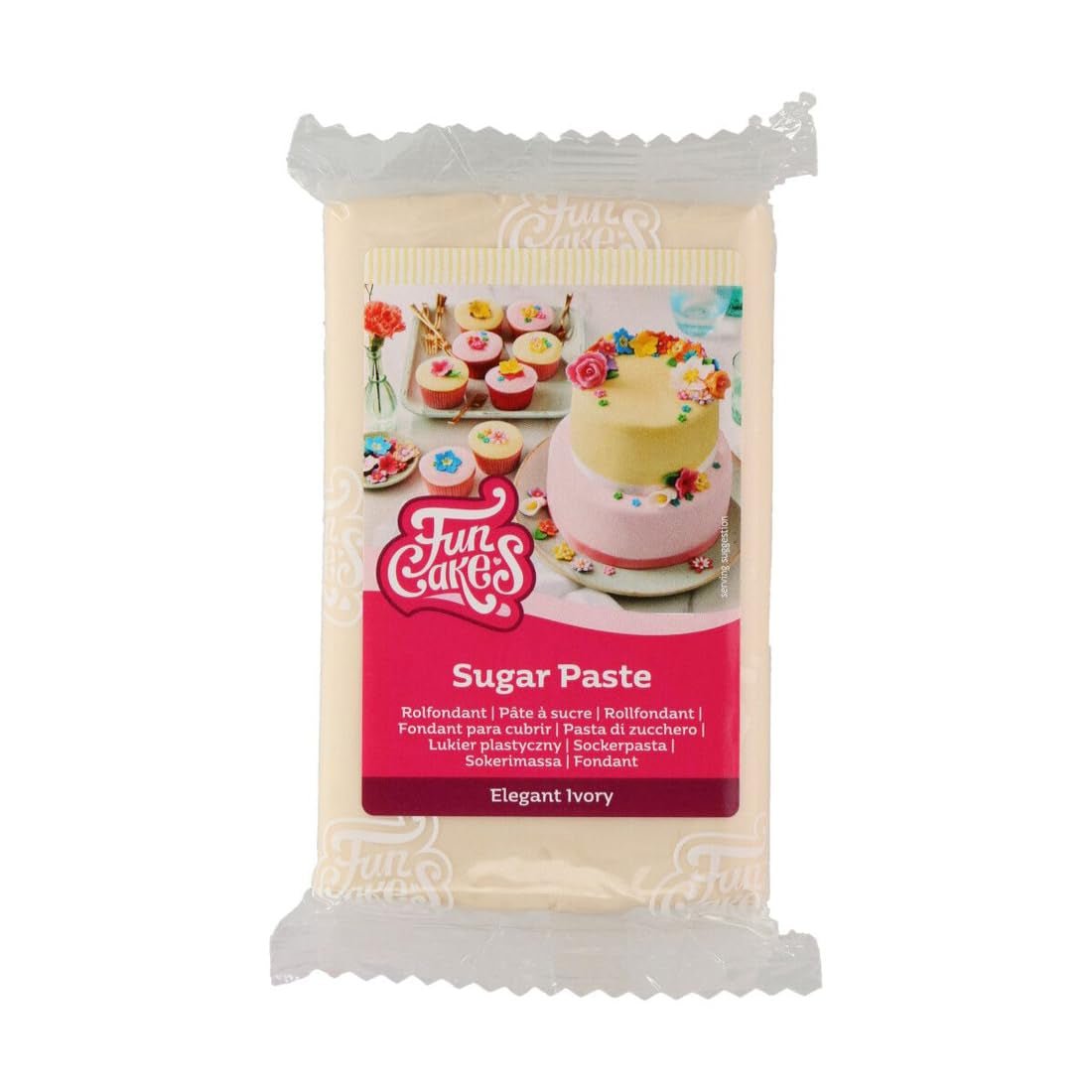 FunCakes Roll Fondant Elegant Ivory: łatwa w użyciu, gładka, elastyczna, miękka i giętka, idealna do dekoracji ciast, halal, koszerna i bezglutenowa, 250g Naty Shop Sugarpaste 250G