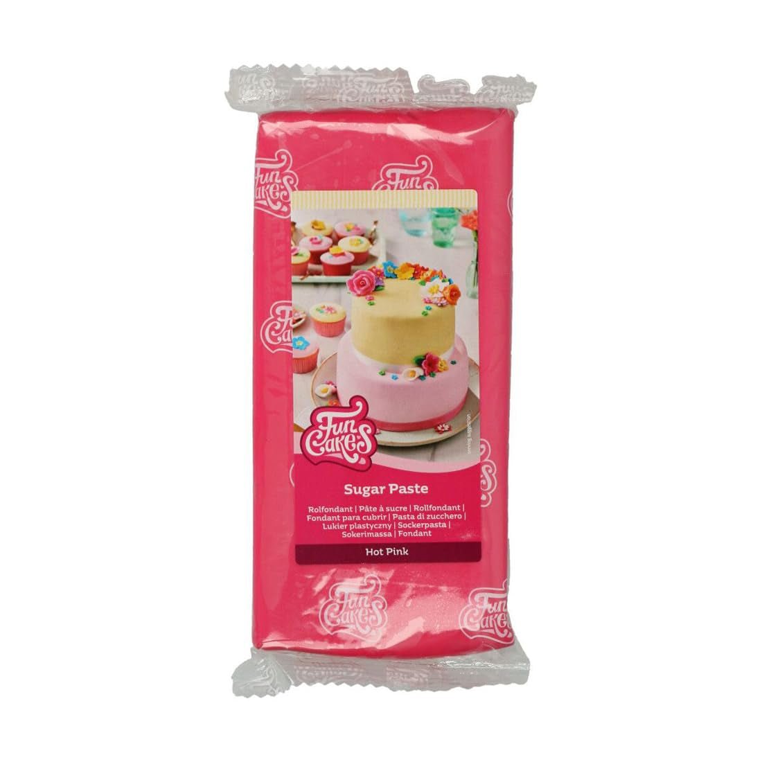 FunCakes Roll Fondant Hot Pink: Łatwy w użyciu, gładki, elastyczny, miękki i giętki, idealny do dekoracji ciast. Bezglutenowe. 1 kg Naty Shop Domyślny tytuł pasty cukrowej