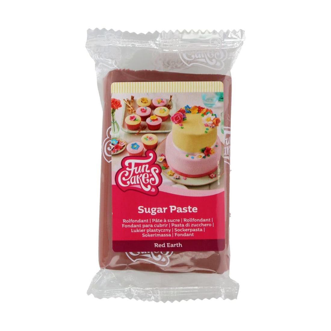 FunCakes rolka fondant Red Earth, łatwa w użyciu, gładka, elastyczna, miękka i elastyczna, idealna do dekoracji ciast, halal, koszerna i bezglutenowa, opakowanie 250g 1 Naty Shop Domyślny tytuł Pasta cukrowa