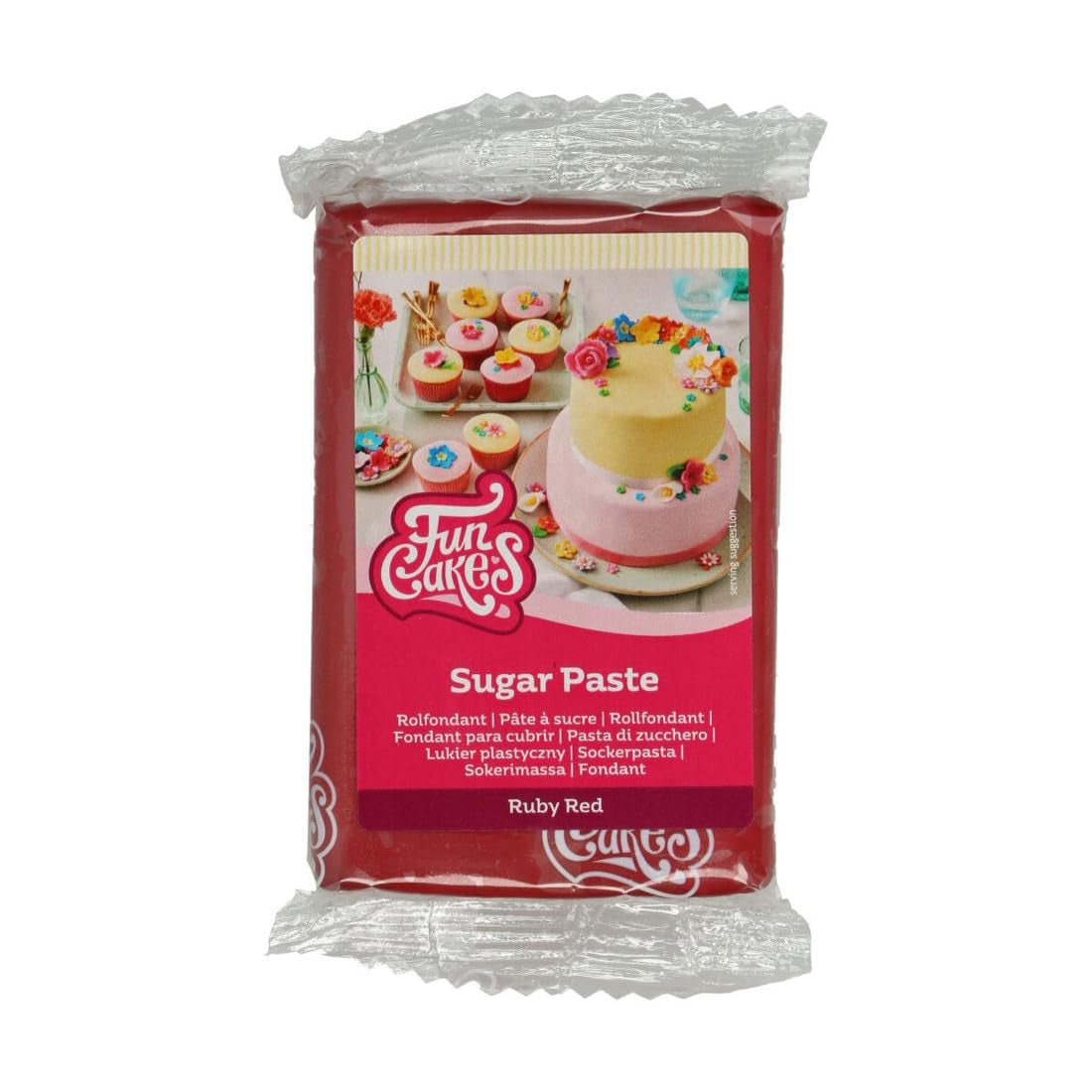 FunCakes rubinowa bułka z fondantem: łatwa w użyciu, gładka, elastyczna, miękka i giętka, idealna do dekoracji ciast, halal, koszerna i bezglutenowa, 250g Pasta cukrowa Naty Shop Default Title