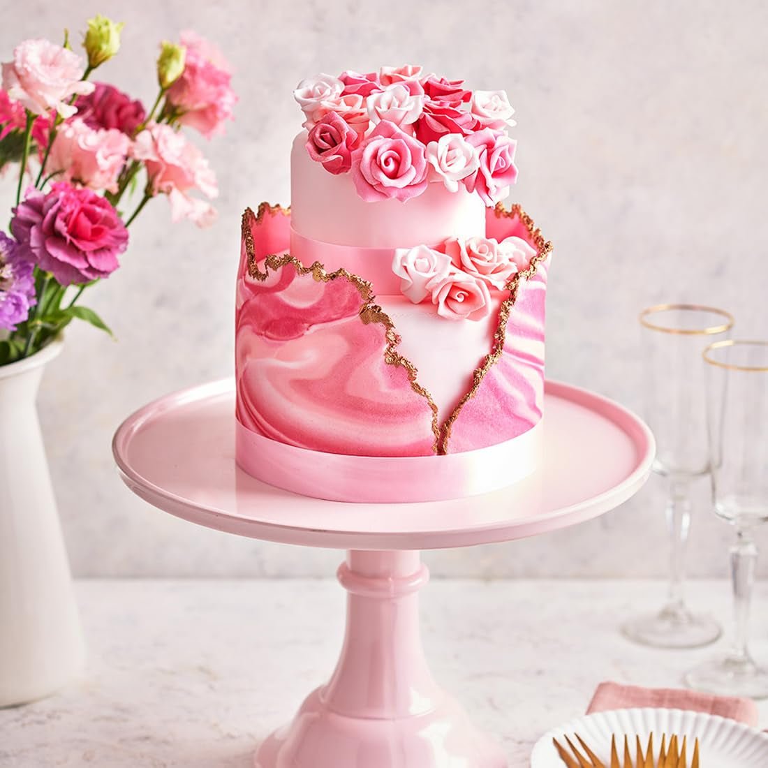 FunCakes Roll Fondant Sweet Pink: Łatwy w użyciu, gładki, elastyczny, miękki i giętki, idealny do dekoracji ciast, halal, koszerny i bezglutenowy. 1 kg Pasta cukrowa Naty Shop