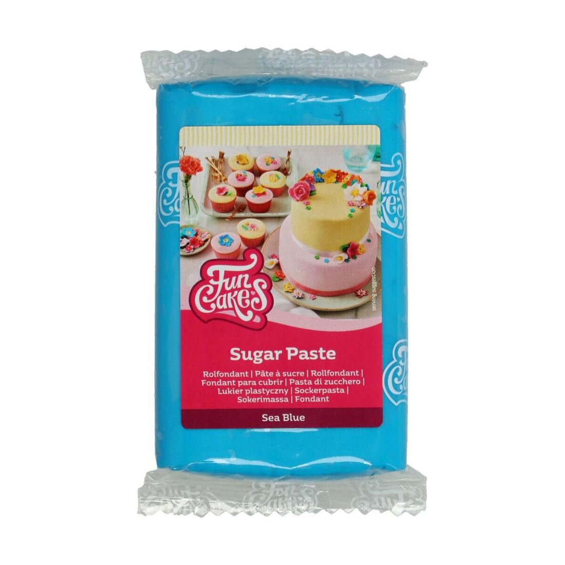 Fondant laminowany FunCakes Sea Blue: łatwy w użyciu, gładki, elastyczny, miękki i zginający się, idealny do dekorowania ciast, halal, koszerny i bezglutenowy, 250 g Domyślny tytuł sklepu Naty Sugarpaste