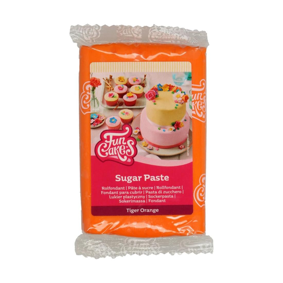 Fondant laminowany FunCakes Tiger Orange: łatwy w użyciu, gładki, elastyczny, miękki i zginający się, idealny do dekoracji ciast, halal, koszerny i bezglutenowy, 250 g pasty cukrowej Domyślny tytuł sklepu Naty