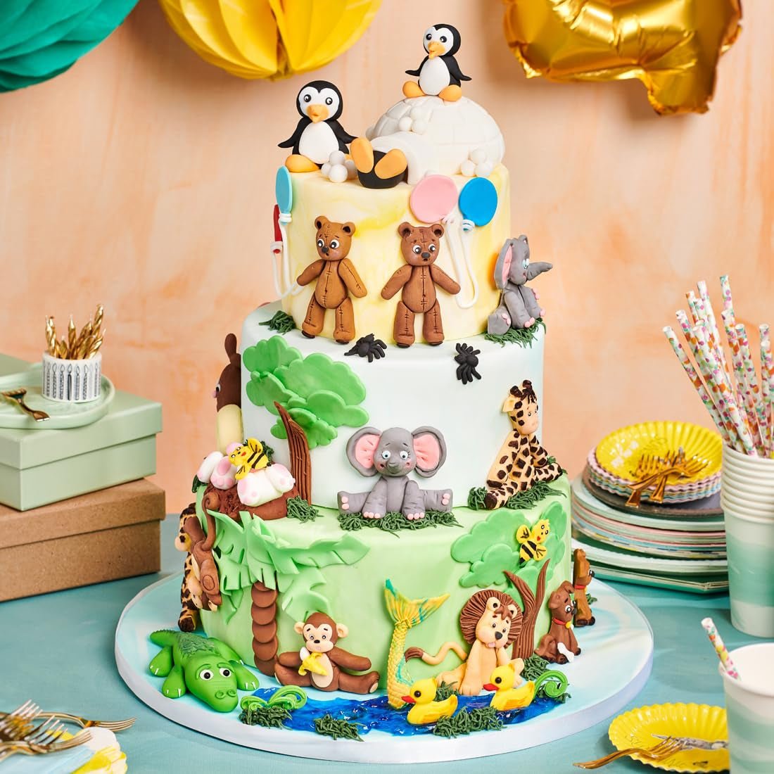 Fondant laminowany FunCakes Tiger Orange: łatwy w użyciu, gładki, elastyczny, miękki i zginający się, idealny do dekorowania ciast, halal, koszerny i bezglutenowy, 250 g Naty Shop pasta cukrowa