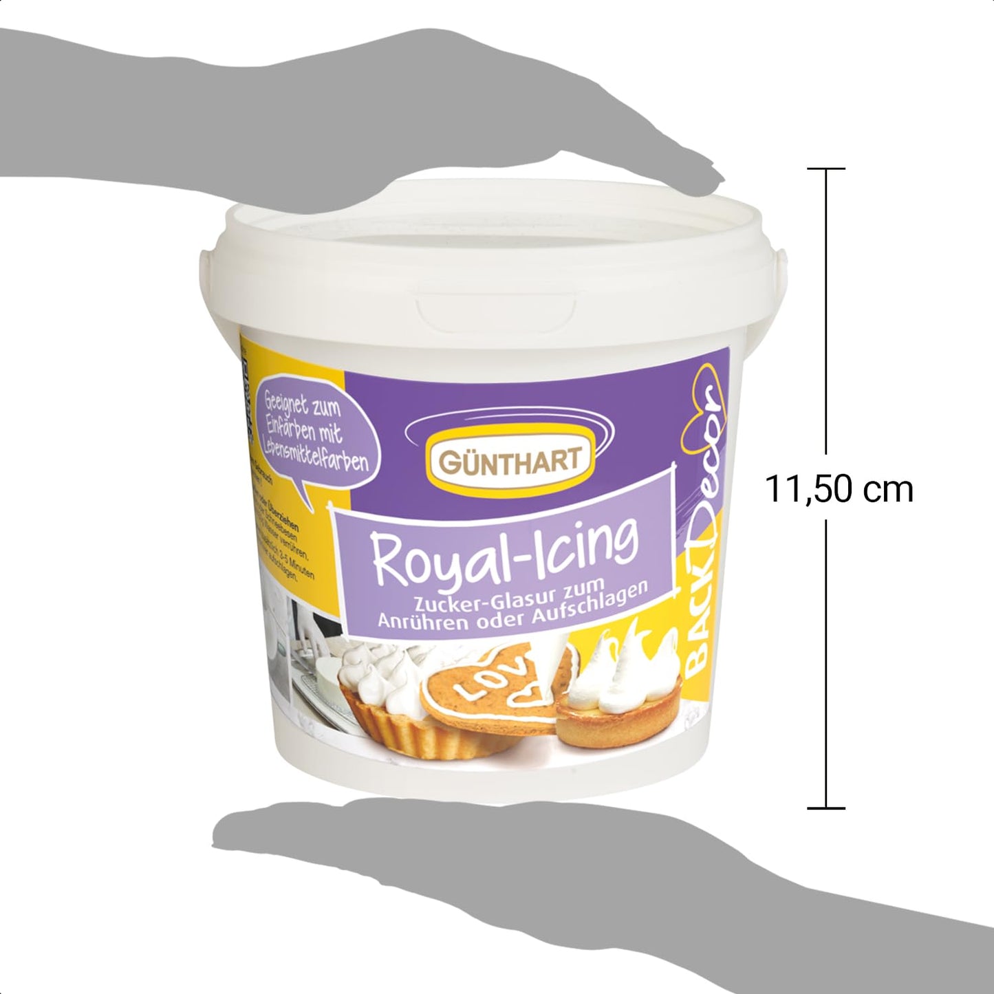 Günthart BackDecor Royal Icing Wiaderko z 300g proszku do dekoracji ciast lub jako polewy, 1 opakowanie (300g) Pasta cukrowa Naty Shop