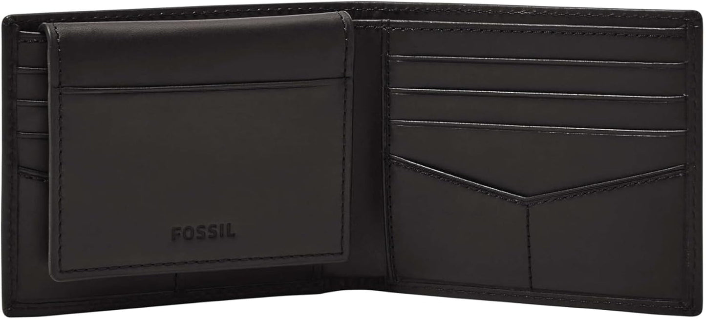 Fossil Derrick RFID Blokujące skórzane etui na paszport Bifold dla mężczyzn z odpinanym etui na karty Portfel męski Naty Shop
