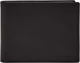 Fossil Derrick RFID Blokujące skórzane etui na paszport Bifold dla mężczyzn z odpinanym etui na karty Naty Shop Portfel męski czarny