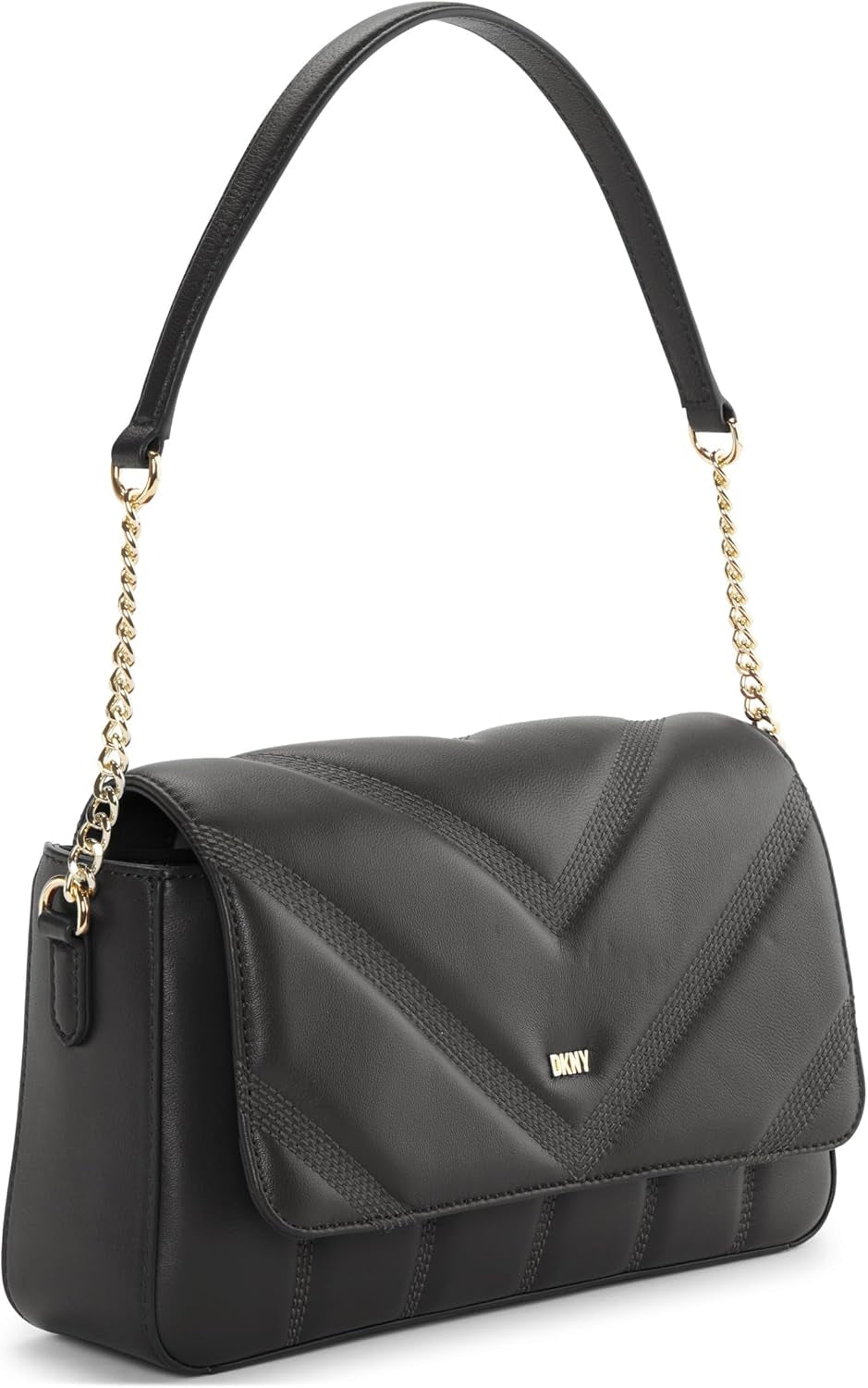 Damska torba na ramię z klapką DKNY, czarno-żółte damskie torby Naty Shop