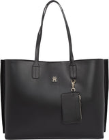 Tommy Hilfiger Distinct Zipper Tote Bag dla kobiet, czarny, torby naturalnej wielkości damskie Naty Shop domyślny tytuł