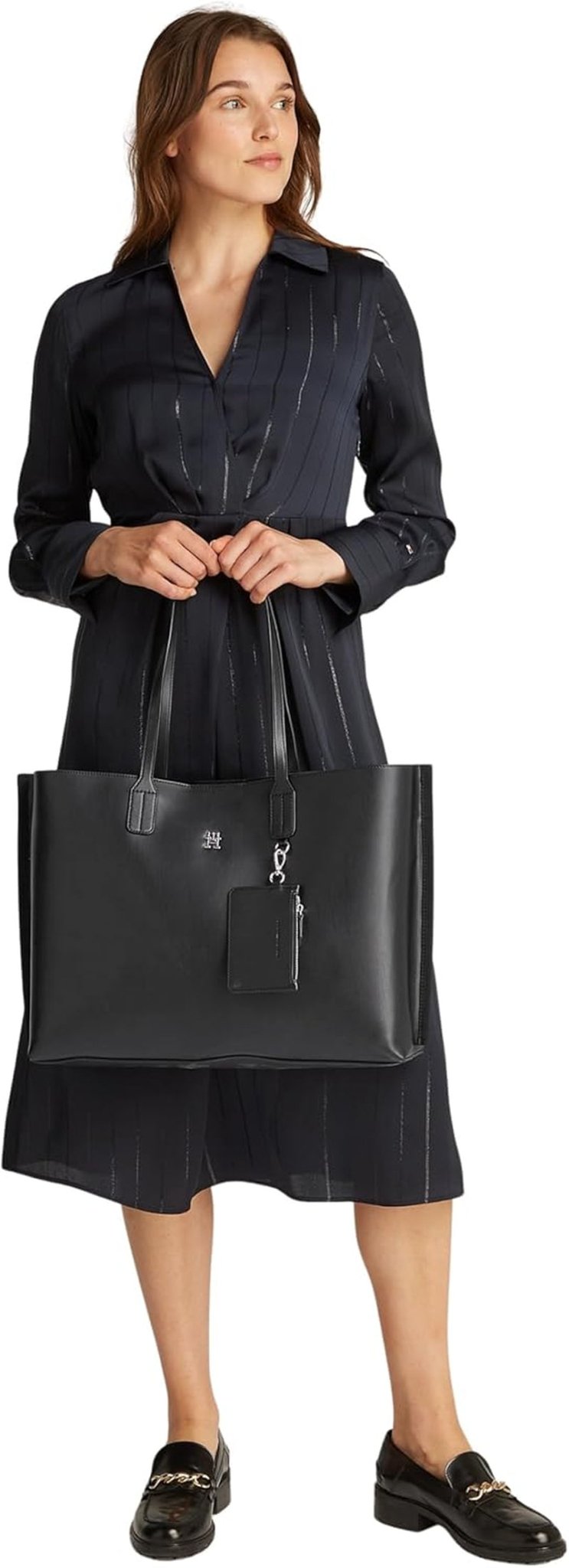 Damska torba na ramię Tommy Hilfiger Distinct zapinana na zamek, czarna (czarna), pełnowymiarowe torby damskie Naty Shop