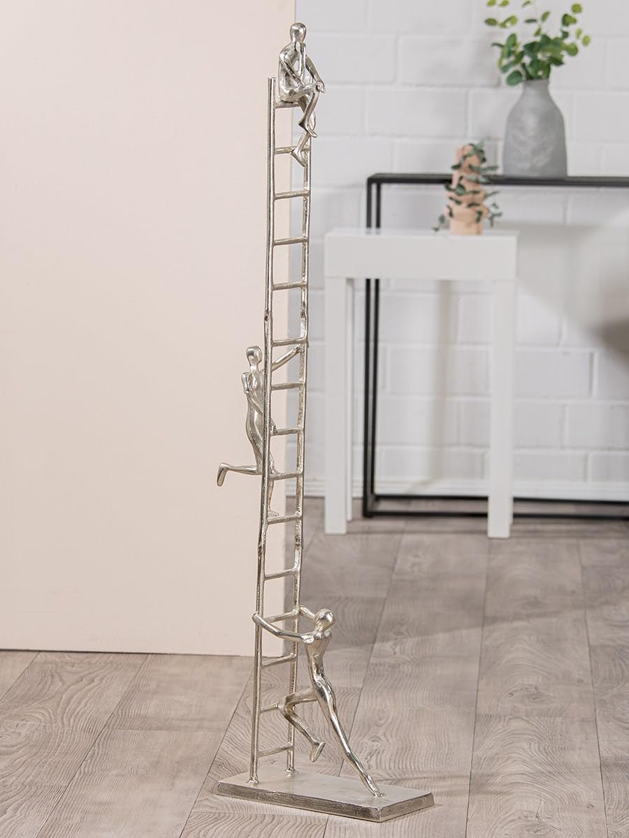 GILDE Deko große Figur Skulptur XXL - srebrna rzeźba dekoracyjna wykonana z aluminium kolor: srebrny - dekoracja salonu prezent rocznicowy wysokość 114 cm Figurki i rzeźby Naty Shop srebrny Wysokość 114 cm