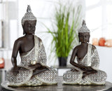 GILDE Rzeźba dekoracyjna Siedzący Budda - Medytacja - brązowy/biały - Wysokość 29 cm Figurki i rzeźby Naty Shop