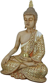 GILDE Rzeźba dekoracyjna Siedzący Budda - Medytacja - brąz/biały - Wysokość 29 cm Figurki i rzeźby Naty Shop Brązowe, kolory złota Wysokość 35 cm