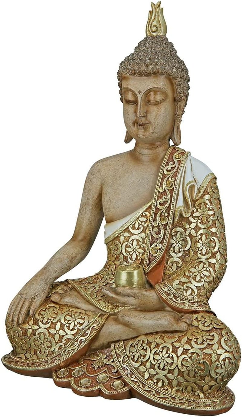GILDE Rzeźba dekoracyjna Siedzący Budda - Medytacja - brąz/biały - Wysokość 29 cm Figurki i rzeźby Naty Shop Brązowe, kolory złota Wysokość 35 cm