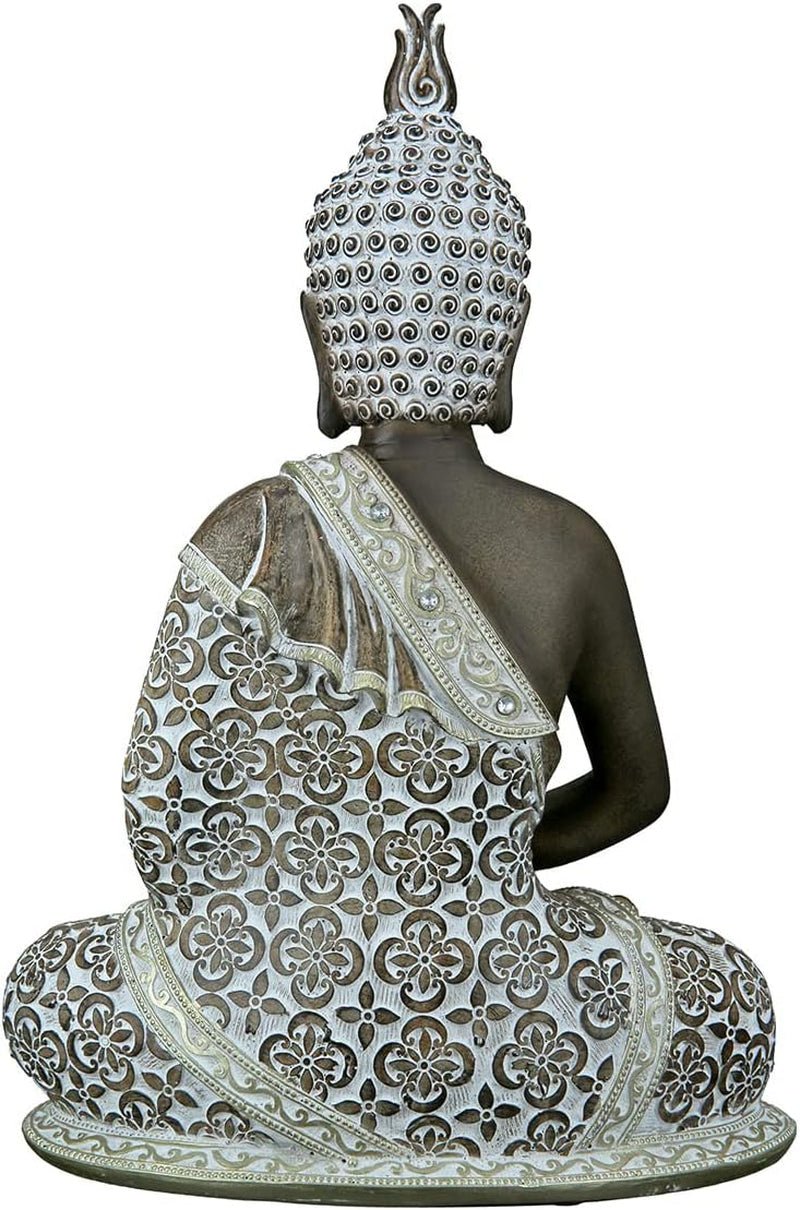 GILDE Rzeźba dekoracyjna Siedzący Budda - Medytacja - brązowy/biały - Wysokość 29 cm Figurki i rzeźby Naty Shop