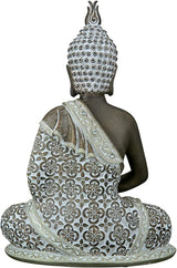 GILDE Rzeźba dekoracyjna Siedzący Budda - Medytacja - brązowy/biały - Wysokość 29 cm Figurki i rzeźby Naty Shop