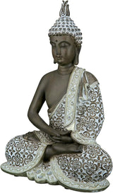GILDE Rzeźba dekoracyjna Siedzący Budda - Medytacja - brązowy/biały - Wysokość 29 cm Figurki i rzeźby Naty Shop Brown Wysokość 29 cm