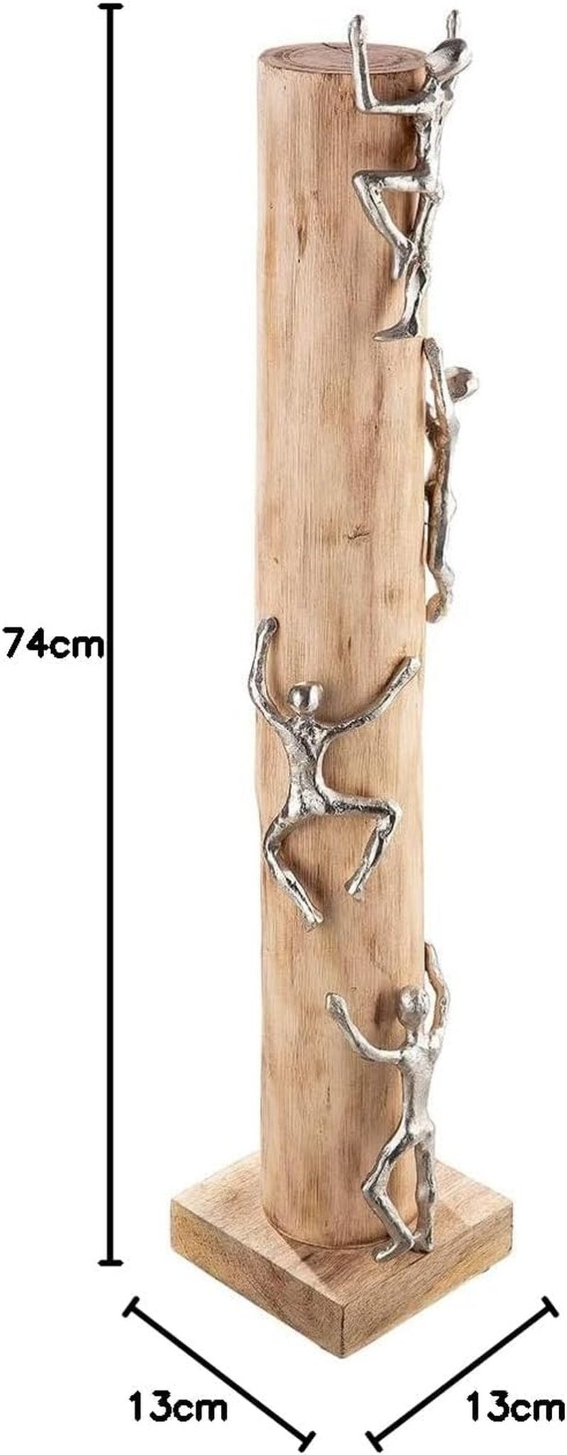 GILDE Rzeźba dekoracyjna figura XL - wysoka Aluminiowa, kolorowa drewno naturalne - Wysokość 74 cm Figurki i rzeźby Naty Shop