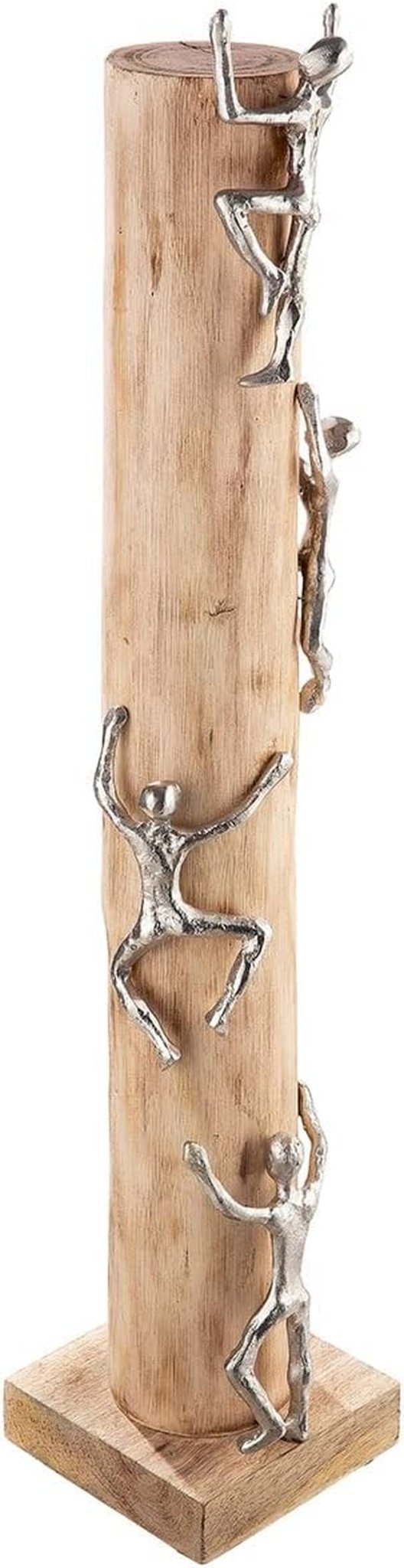 GILDE Rzeźba dekoracyjna figura XL - wysoka Aluminiowa, kolorowa drewno naturalne - Wysokość 74 cm Figurki i rzeźby Naty Shop