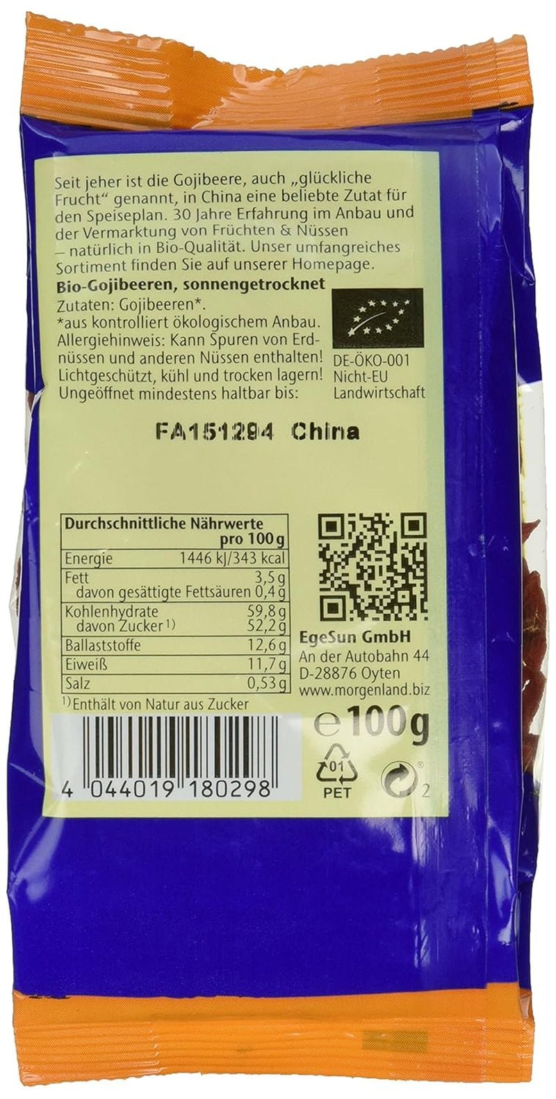 Jagody Goji 100g suszone owoce bio, 1 opakowanie (1 x 100g) Produkty suszone Mój sklep