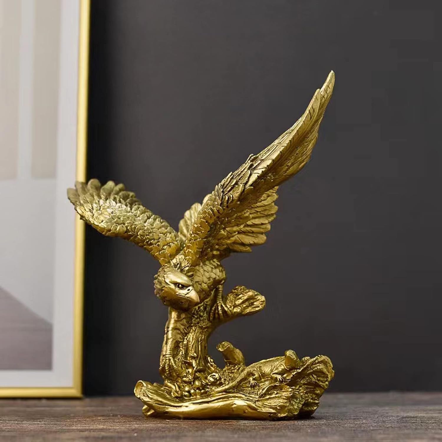 Złoty Orzeł Ozdoby z żywicy Statua, Rzeźba Złotego Orła Nowoczesne biuro w domu Figurka Wystrój Dekoracja stołu (Złota 1) Figurki i rzeźby Naty Shop Złoto 2