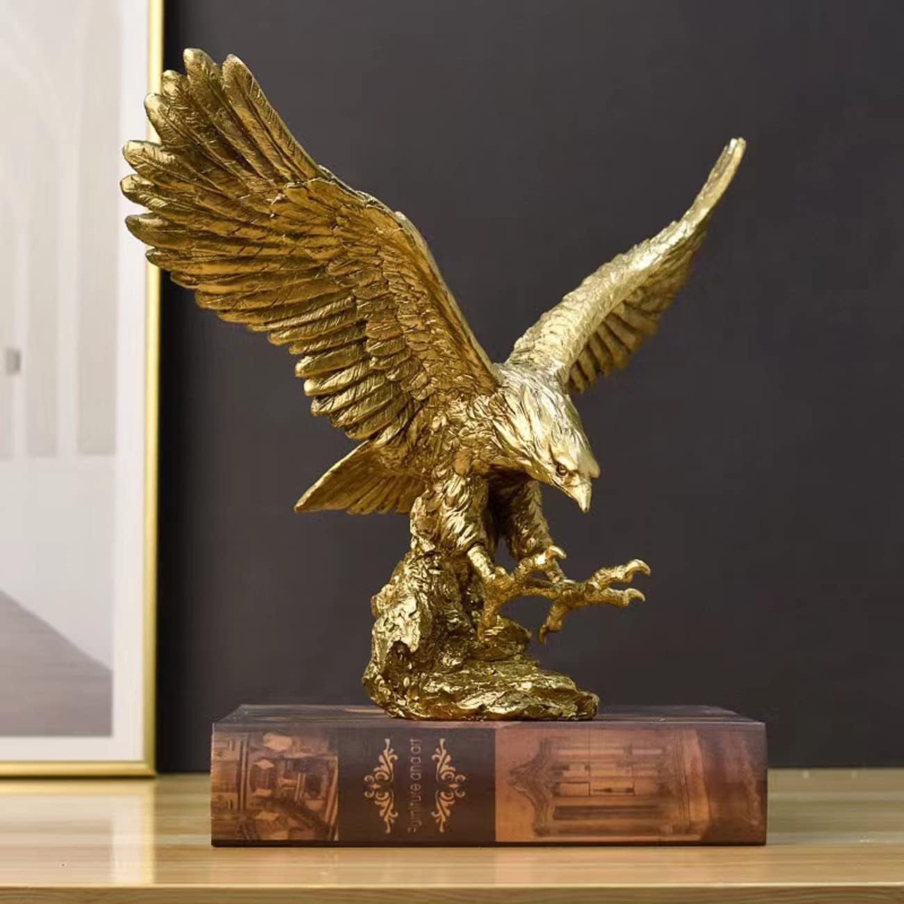Złoty Orzeł Ozdoby z żywicy Statua, Rzeźba Złotego Orła Nowoczesne biuro w domu Figurka Wystrój Dekoracja stołu (Złota 1) statuetki i rzeźby Naty Shop Gold
